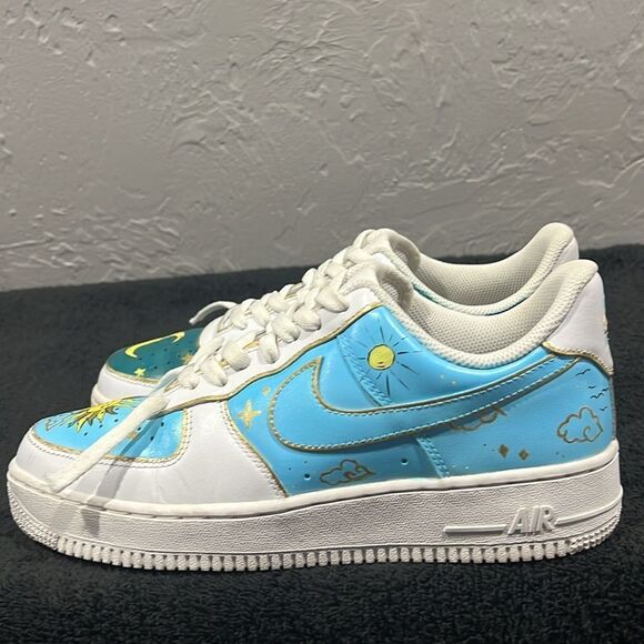 🔥Custom NIKE AIR FORCE 1 Low Sneakers Sun&Moon Day&Night - Rare One of One - EU - Picture 6 of 14